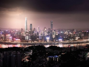 Woods Bagot&rsquo;s Chongqing Tall Tower in China will on display at the Living in the city exhibition. &nbsp;Image: Woods Bagot
