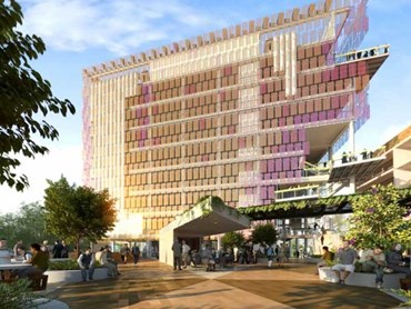 A render of UQ&rsquo;s Sustainable Futures Building
