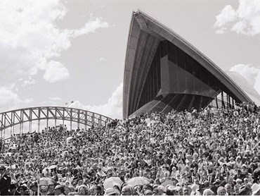 Onlookers seated on the monumental steps for the Opera House’s opening ceremony. October 20th 1973