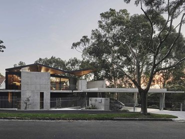 A bespoke mix of Architectural Grey off-form concrete has been used throughout the Hawthorn home 