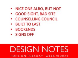 Design notes for week 10/2024 from Tone on Tuesday