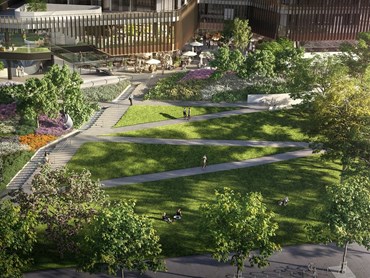 The proposed design for Melbourne Square parklands by Taylor Cullity Lethlean. Image: Taylor Cullity Lethlean
