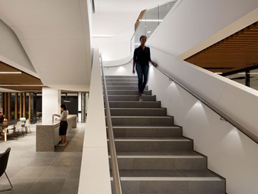 Corian® was selected as cladding for the staircase