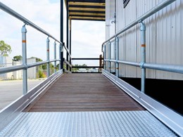 Moddex access ramp system with disability handrails ensure accessibility at Ausco Modular office