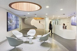 Mobius strip and figure eights link floors and workers at Brookfield Multiplex offices by Woods Bagot 