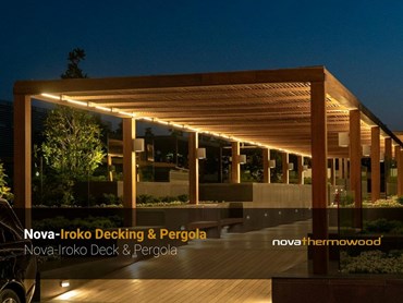 A stunning outdoor oasis was created with Nova-Iroko decking and pergola