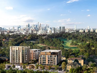 Eastlakes Live will adjoin to Eastlakes Reserve, comprising over 400 apartments and a new Town Centre. The development boasts impressive nature and city skyline views. Image: Crown Group
