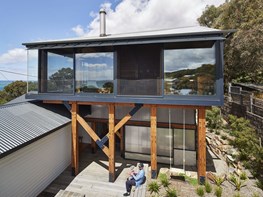 Timber-box addition brings ocean views to a Victorian beach shack  