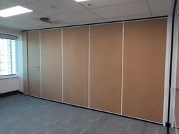 Operable walls used in Peakstone office fitout to create flexible meeting spaces