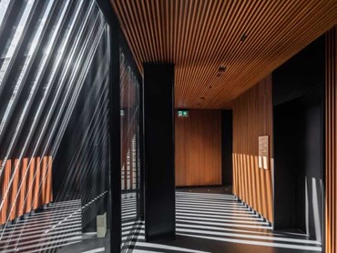 Plaza Building features soft timber panelling from DecorSlat