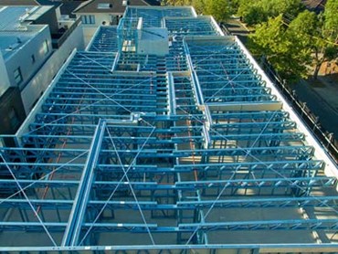 Balwyn T Apartments features prefabricated SBS Smart Frame for the wall and roof truss framing
