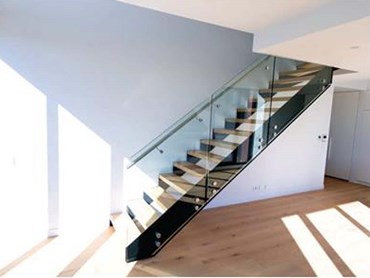 Open tread staircase using engineered timber