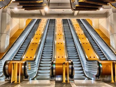 Prodema natural timber veneer panels on Wynyard Station escalators