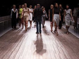 Polyflor Expona SimpLay vinyl flooring showcased on runway at Mercedes-Benz Fashion Week in Sydney