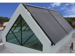 Issey glass roof awnings for skylight block sun and heat in WA home