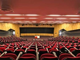Ultraflex custom manufactures perforated MDF panels and fabric wrapped acoustic wall panels for Macquarie University theatre
