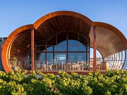 Timber look cladding creates the perfect setting for cellar door at wine estate