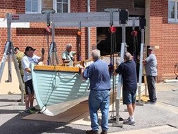 Kennards Hire lifts and shifts whaler boat for Gallipoli exhibition