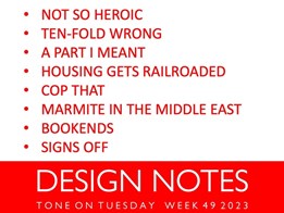 Design notes for week 50/2023 from Tone on Tuesday