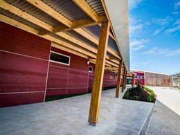 Weathertex EcoWall stands out in bold colours on Woodonga West Primary School