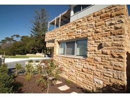 Cinajus Teakwood Sandstone used for cladding, capping and paving at Sydney home