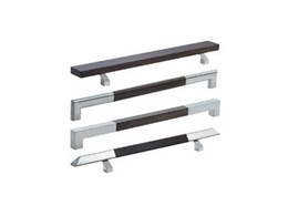 Handles of cool stainless steel with warm wood