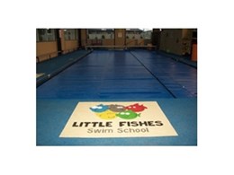 TPV rubber wetpour pool surrounds from Synthetic Grass & Rubber Surfaces (Aust) installed at Little Fishes Swim School