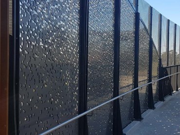 Perforated metal balustrade at Hazelbrook station
