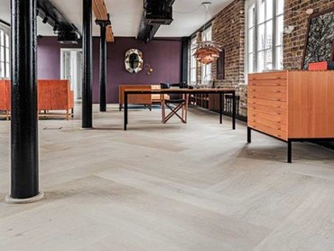 Herringbone timber floor with giant planks is ideal for large open spaces