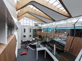 Stretching, slicing a traditional pitched roof for an outdoor-turned-indoor atrium: Deakin University Science Precinct