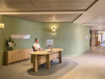 SUPACOUSTIC Groove was chosen to provide the warm and welcoming effect at Fresh Hope Care