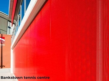 Powdercoated perforated metal at Bankstown Tennis Centre