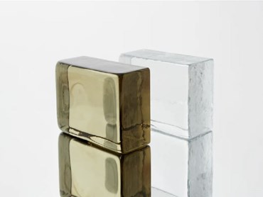 Mano glass bricks are cast by hand using 70 per cent recycled glass and 30 per cent quartz sand