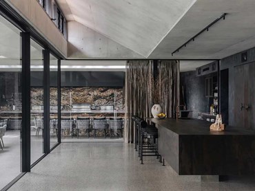 The polished concrete floors feature Geostone’s Tiwi Polished/Honed mix