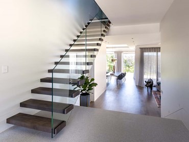The open tread engineered timber staircase and flooring