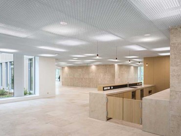 durlum's TICELL-N metal open-cell ceiling at Novartis HO