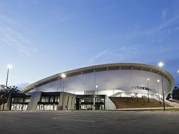 Custom fabric stadium façade delivered for Queensland State Velodrome
