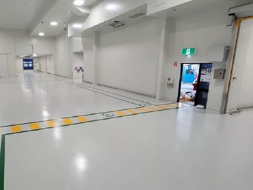 A new high-strength non-slip epoxy floor was installed at Sanofi Healthcare Warehouse