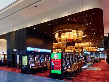 Skyrock acoustical ceiling panels in the gaming areas