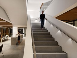 Fire resistant Corian® on staircase combines visual appeal with safety at Gosford research institute