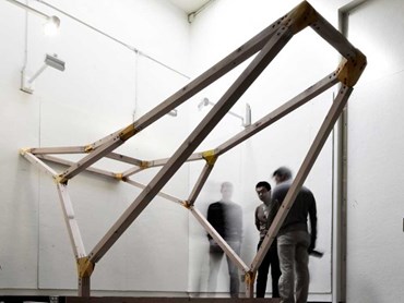The structure built by MIT's Digital Structures group using tree forks as joints