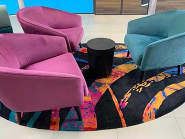 The custom-designed hand tufted rug at Ashmore Shopping Centre