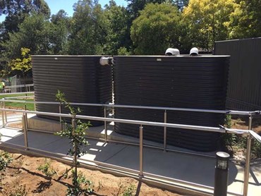 Stormwater detention system featuring Modline rainwater tanks
