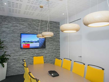Gyptone perforated plasterboard ceiling at Raine & Horne office boardroom