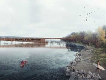Tidal - a habitable bridge incorporating a cafe and pool designed by UNSW Built Environment graduate Alexander Galego