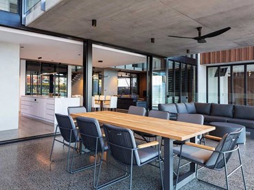 This modern contemporary home features beautifully honed Geostone concrete