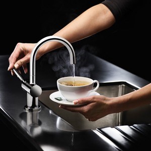Steaming hot water taps