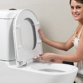 Cleaning’s a breeze with easy release press button seat