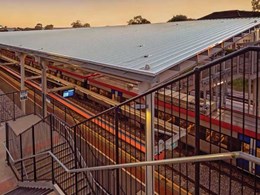 Weatherproof train station built with FreeForm roofing material in Adelaide