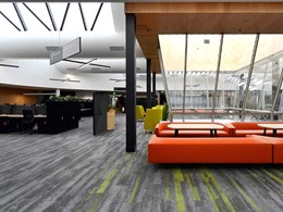 Fusion carpet planks define activity zones in open plan workspace at Deakin University